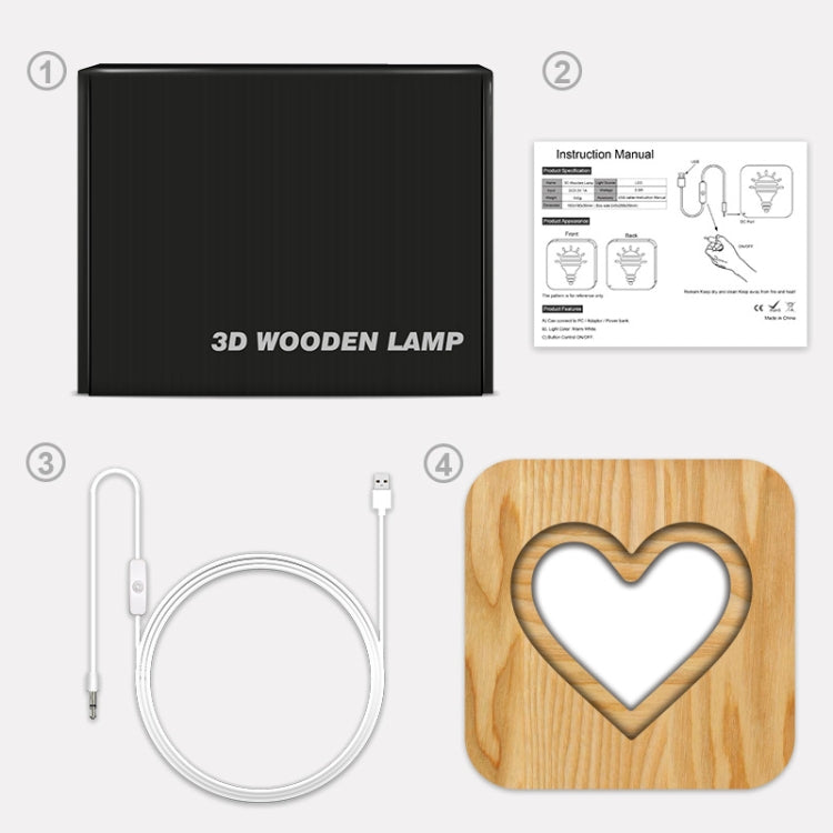 Luce notturna in legno LED per San Valentino 24x20 cm