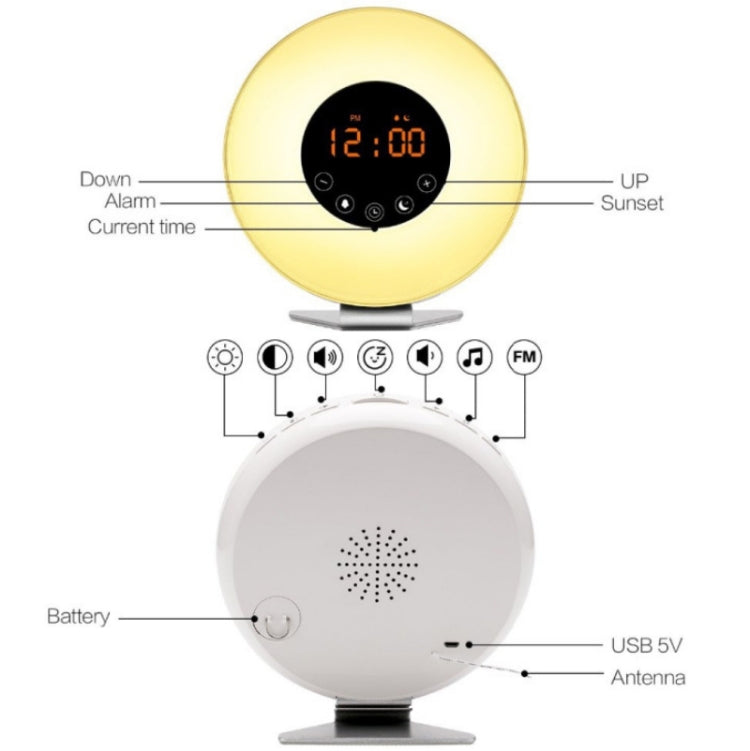 Sveglia con luce alba e tramonto e radio FM