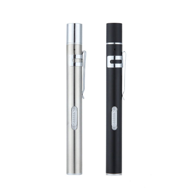 Torcia penna LED doppia luce bianca e gialla in acciaio inox