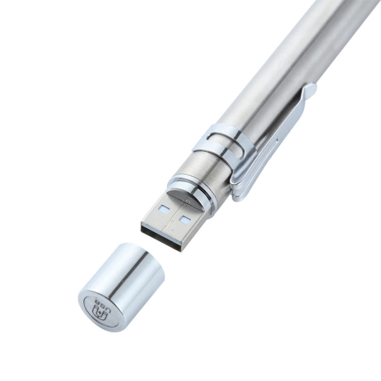 Torcia penna LED doppia luce bianca e gialla in acciaio inox