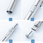 Torcia penna LED doppia luce bianca e gialla in acciaio inox
