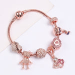 Bracciale da donna con perline in lega e zircone 18-20 cm
