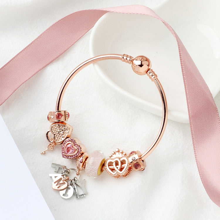 Bracciale decorativo Love Heart Lock in oro rosa 18-20cm