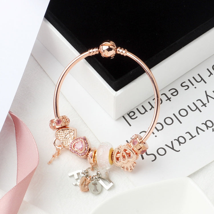 Bracciale decorativo Love Heart Lock in oro rosa 18-20cm