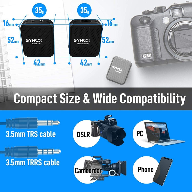 Microfono wireless lavalier 2,4 GHz per smartphone e DSLR
