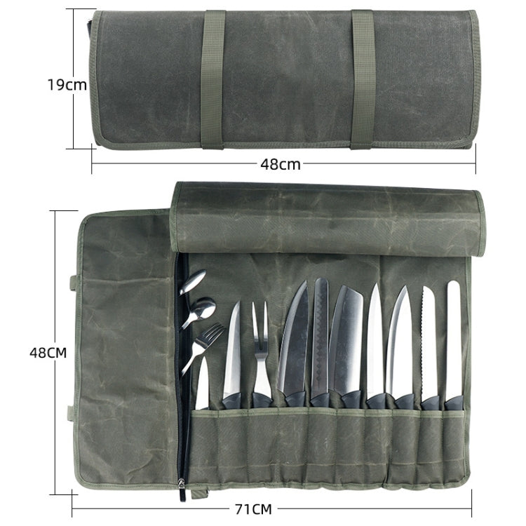 Borsa porta coltelli da cuoco in tela cerata 10 slot