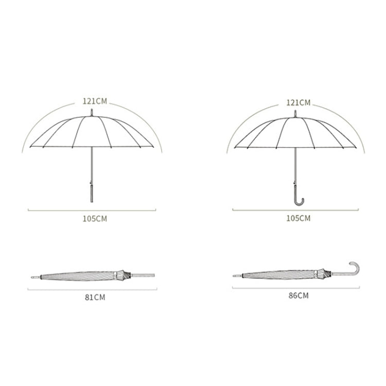 Ombrello Dritto 16 Ossa Manico Legno Pelle 88cm