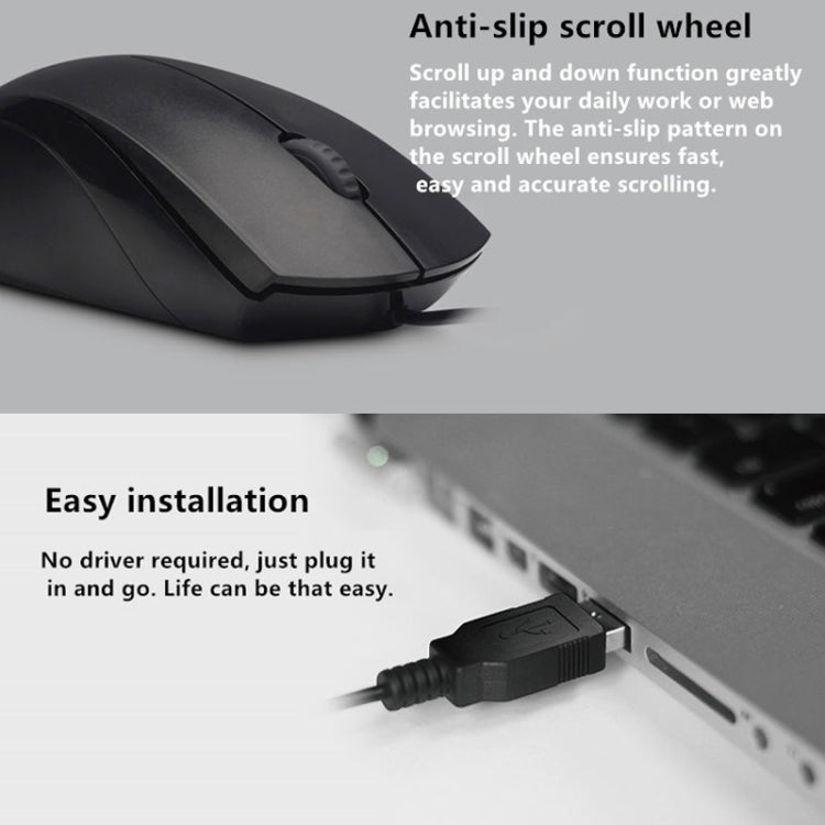 Rapoo N1600 Mouse cablato 1000 DPI 3 tasti silenzioso