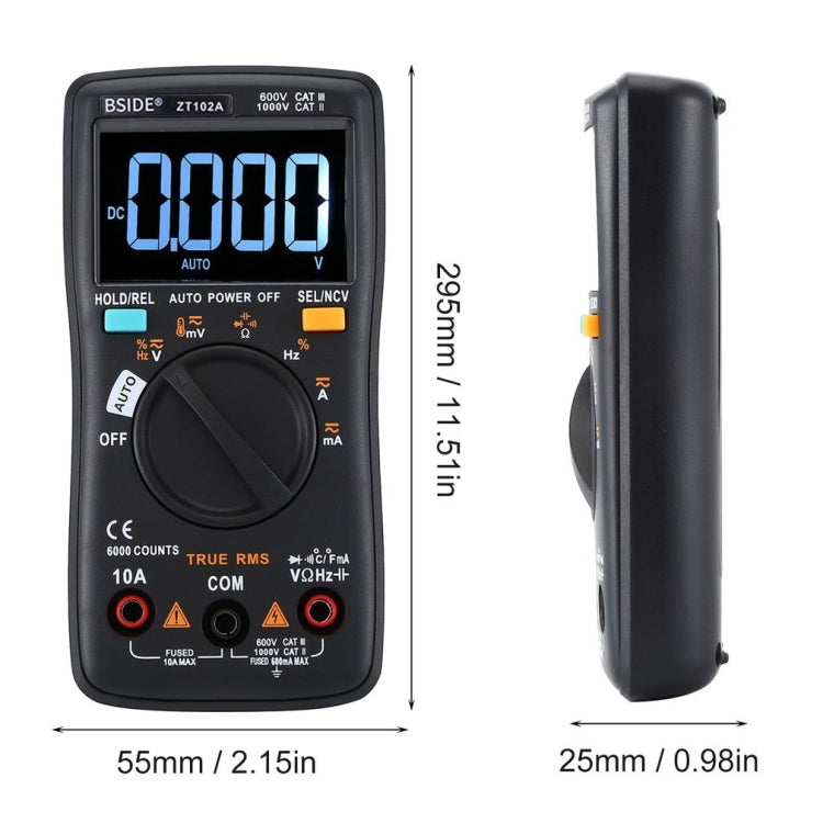 Multimetro digitale BSIDE ZT102A con display EBTN da 6000 conti - immagine 3