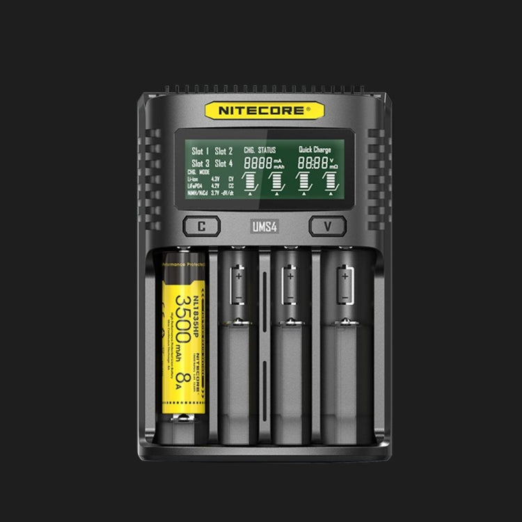 Caricabatterie rapido NITECORE per batterie al litio UMS4 UMS2