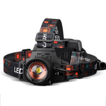 Lampada faro LED P50 USB ricaricabile con zoom telescopico
