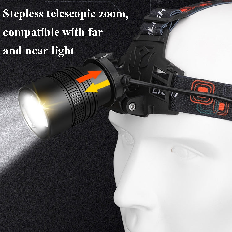 Lampada faro LED P50 USB ricaricabile con zoom telescopico
