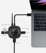 Hub USB 3 porte con lettore schede TF/SD per PC