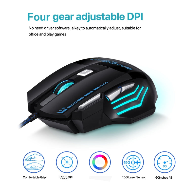 Mouse da gioco cablato USB 7 tasti Bloodbat GM02