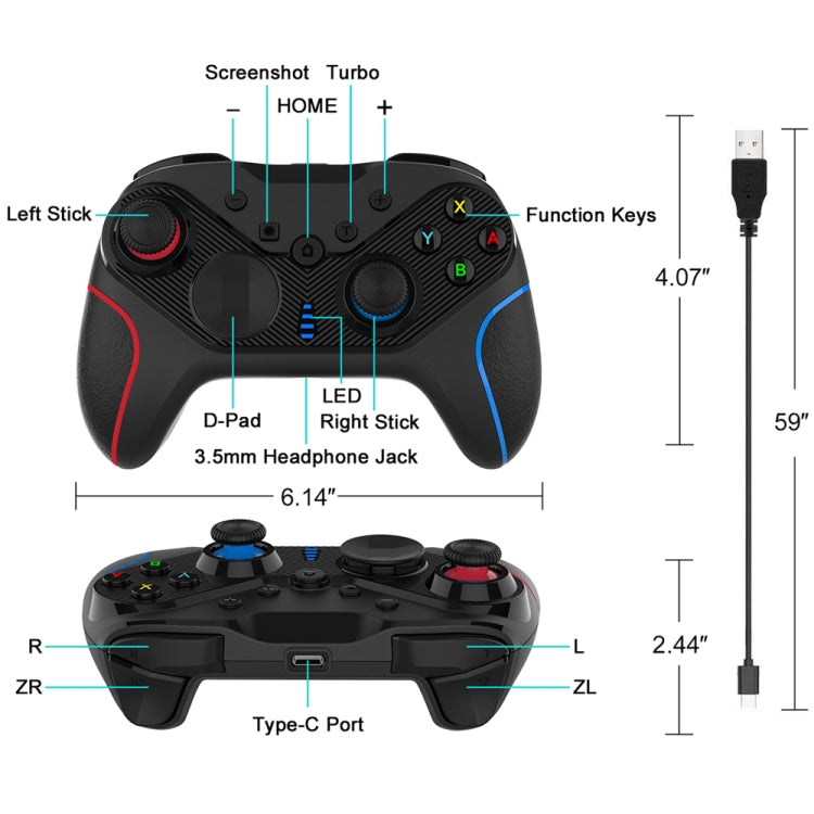 Gamepad wireless con giroscopio per Nintendo Switch e smartphone