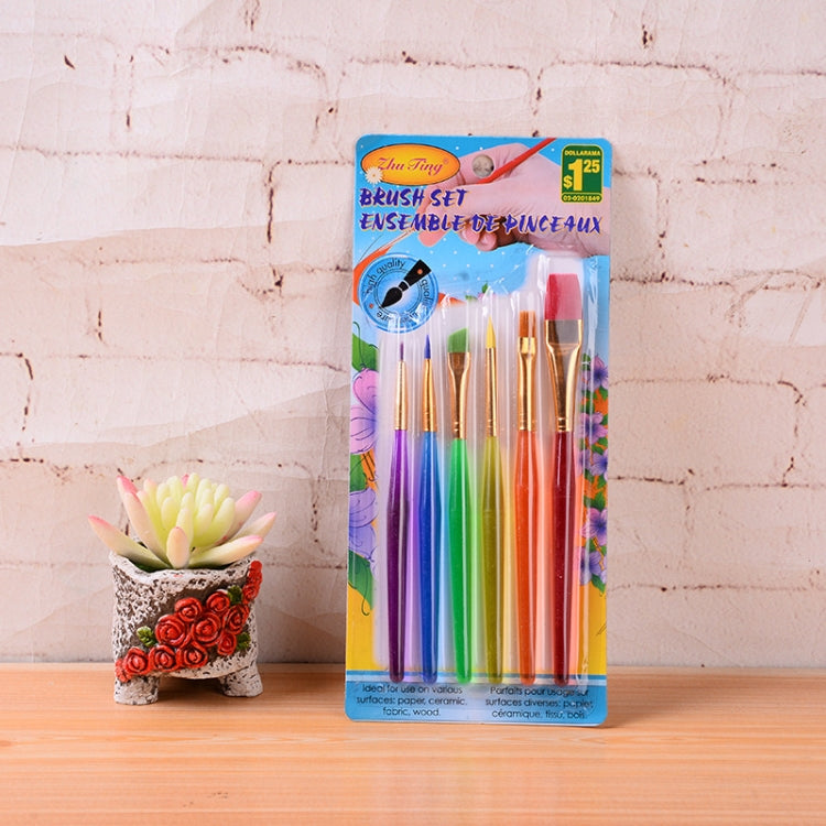 Set 6 pennelli pittura bambini plastica e nylon