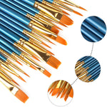 Set 2 confezioni pennelli nylon testa tonda per acquerelli