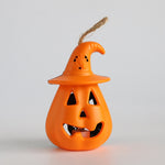 Lanterna zucca LED decorazione Halloween 8x8x12 cm