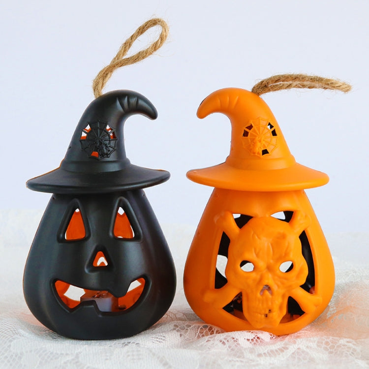 Lanterna zucca LED decorazione Halloween 8x8x12 cm