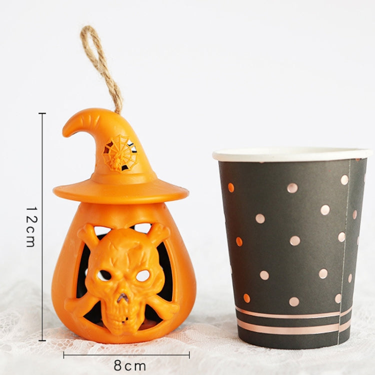 Lanterna zucca LED decorazione Halloween 8x8x12 cm