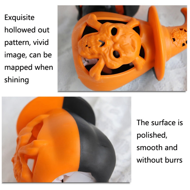 Lanterna zucca LED decorazione Halloween 8x8x12 cm