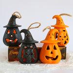 Lanterna zucca LED decorazione Halloween 8x8x12 cm