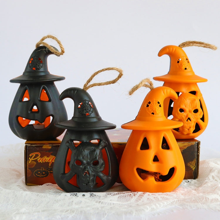 Lanterna zucca LED decorazione Halloween 8x8x12 cm