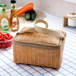 Contenitore pranzo termico portatile in tela effetto rattan 3,7L
