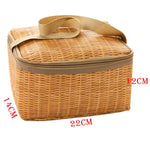 Contenitore pranzo termico portatile in tela effetto rattan 3,7L