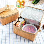Contenitore pranzo termico portatile in tela effetto rattan 3,7L