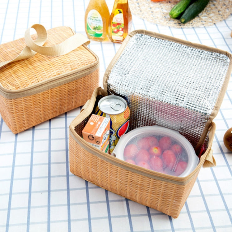 Contenitore pranzo termico portatile in tela effetto rattan 3,7L