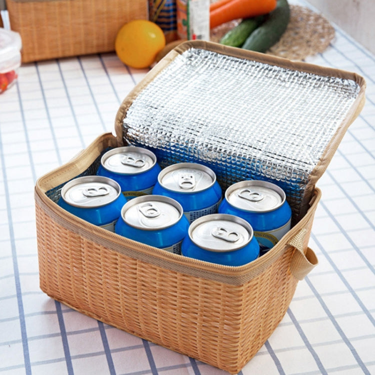 Contenitore pranzo termico portatile in tela effetto rattan 3,7L