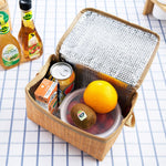 Contenitore pranzo termico portatile in tela effetto rattan 3,7L