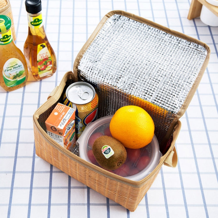 Contenitore pranzo termico portatile in tela effetto rattan 3,7L