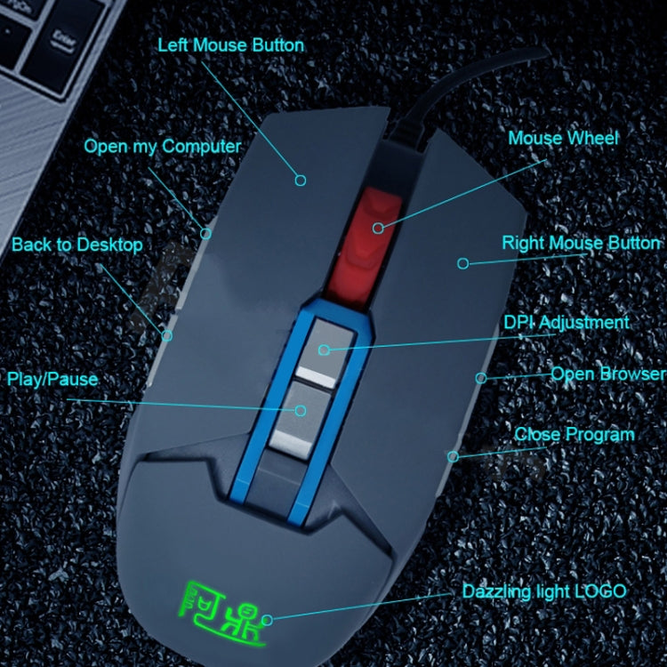 Mouse USB 9 tasti 1600 DPI con macro vocale