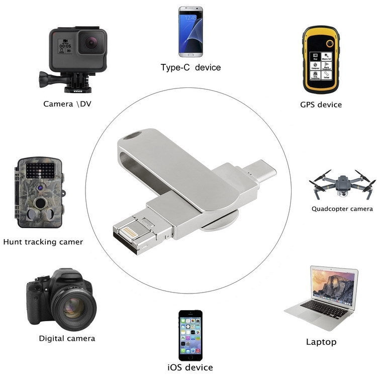 Chiavetta USB 3.0 3 in 1 metallo 16-256GB