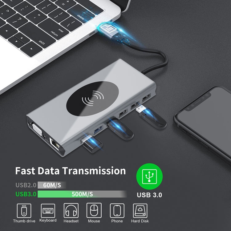Docking station USB-C BX15W con ricarica wireless