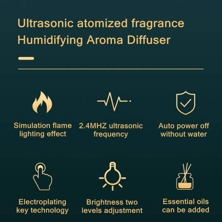 Umidificatore con diffusore di aromi e luce a fiamma