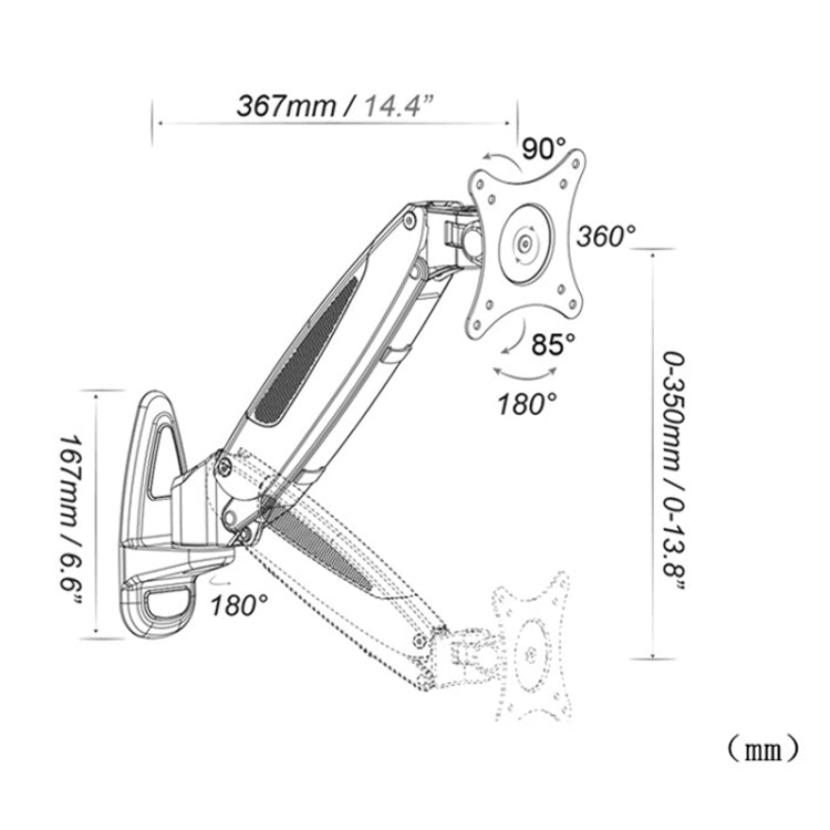 Supporto telescopico a parete per monitor GM111W