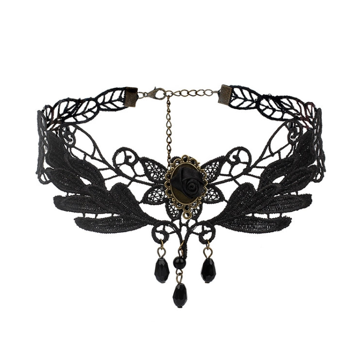 Collana vintage donna in pizzo con frange stile gotico