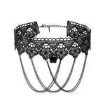 Collana vintage donna in pizzo con frange stile gotico