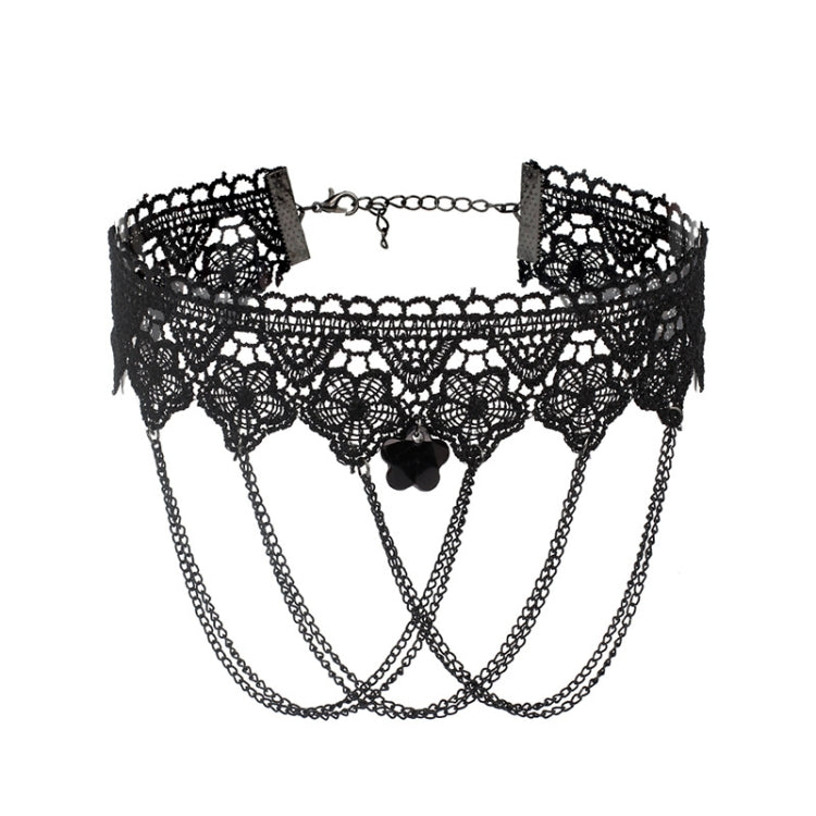 Collana vintage donna in pizzo con frange stile gotico