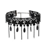 Collana vintage donna in pizzo con frange stile gotico