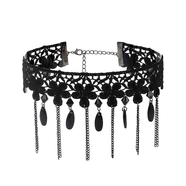 Collana vintage donna in pizzo con frange stile gotico