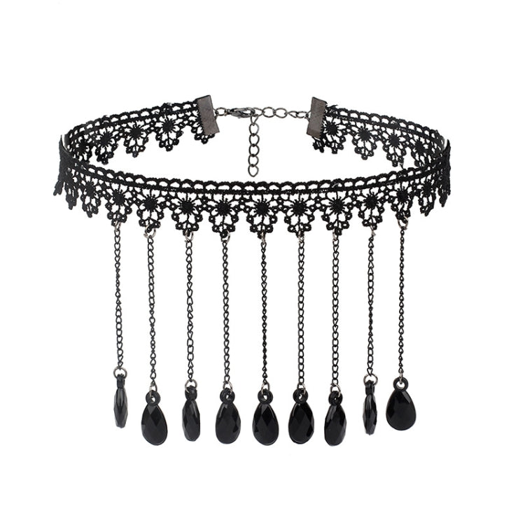 Collana vintage donna in pizzo con frange stile gotico