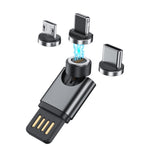 Adattatore magnetico USB per ricarica e dati, doppia rotazione