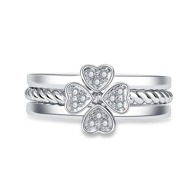Anello regolabile quadrifoglio in rame con gemme