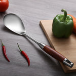 Utensili cucina in acciaio inox 304 con manico in legno