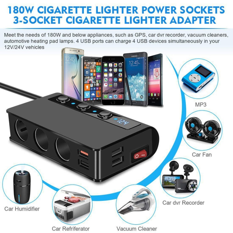 Caricabatteria auto TR24 3 in 1 con 4 porte USB