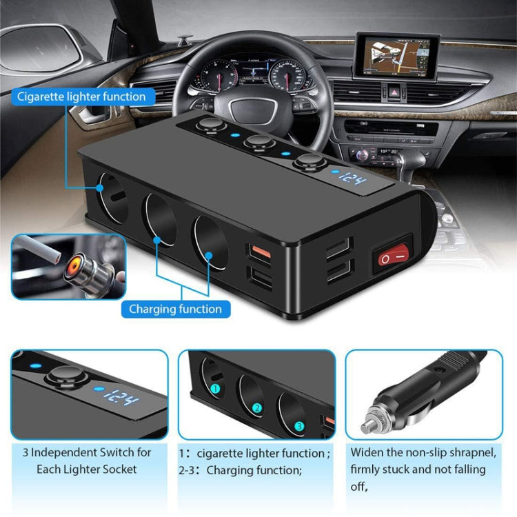 Caricabatteria auto TR24 3 in 1 con 4 porte USB